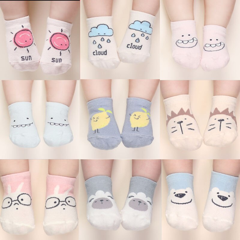 Vớ cotton mềm chống trượt họa tiết hoạt hình dễ thương cho bé sơ sinh từ 0-1 tuổi