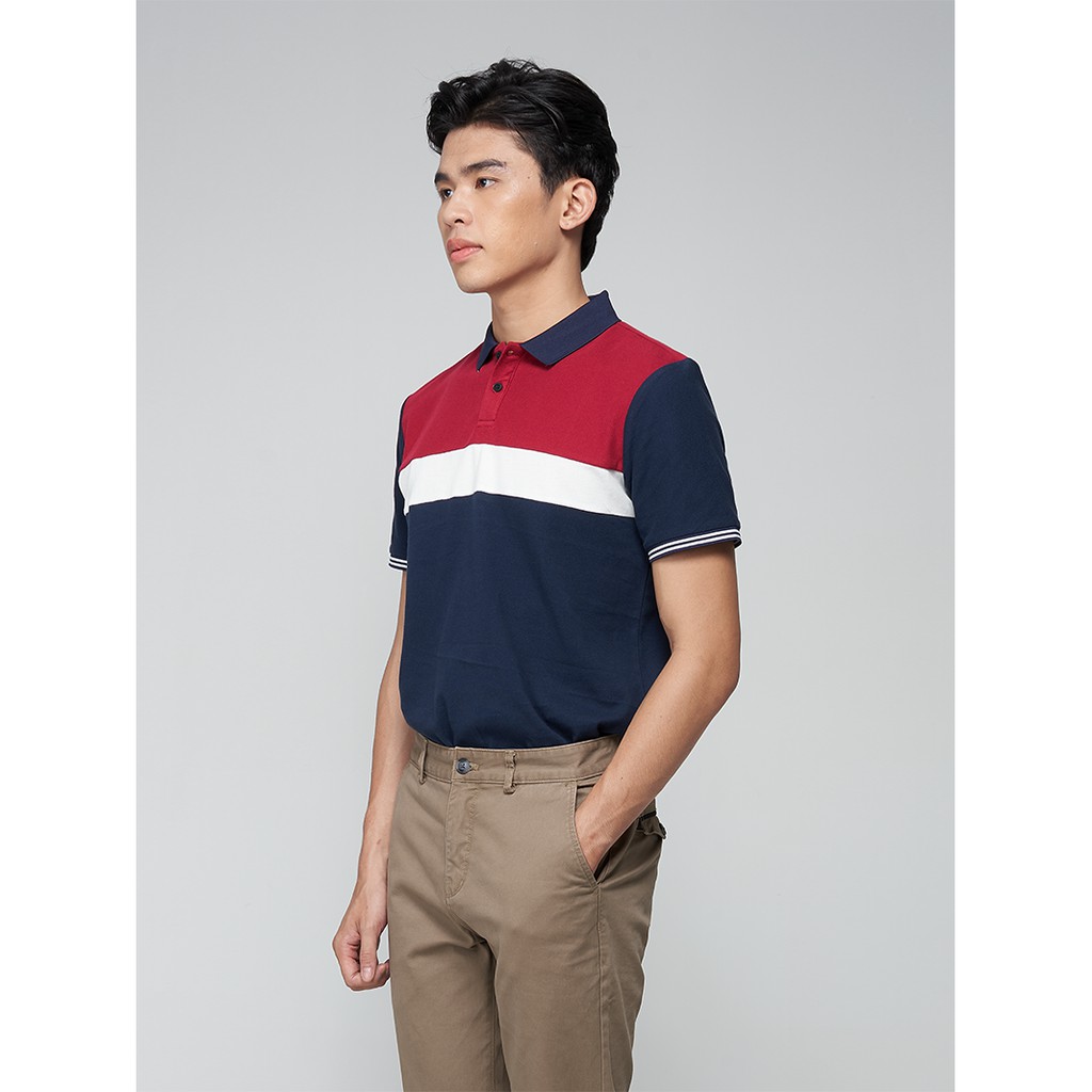 Áo thun polo nam phối 3 lớp màu 4MEN PO013 ngắn tay, cổ bẻ, bo tay, vải thun 100% cotton cao cấp | BigBuy360 - bigbuy360.vn