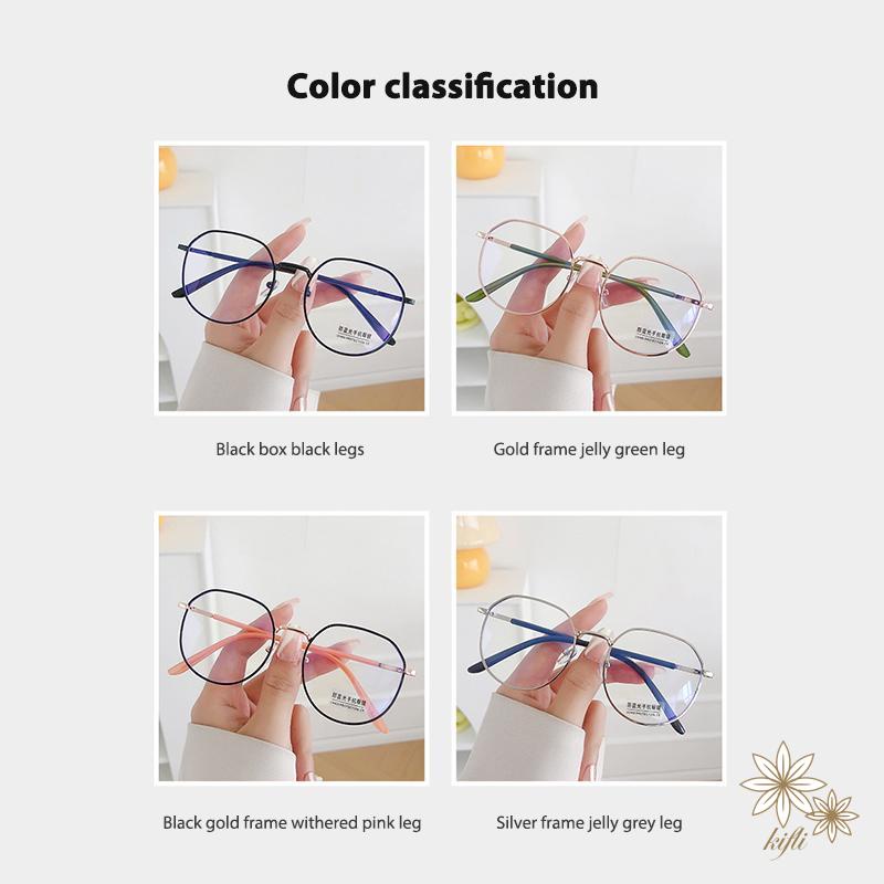 【kifli】Mắt Kính Gọng Kim Loại Chống Ánh Sáng Xanh Phong Cách Retro Thời Trang Cho Nữ