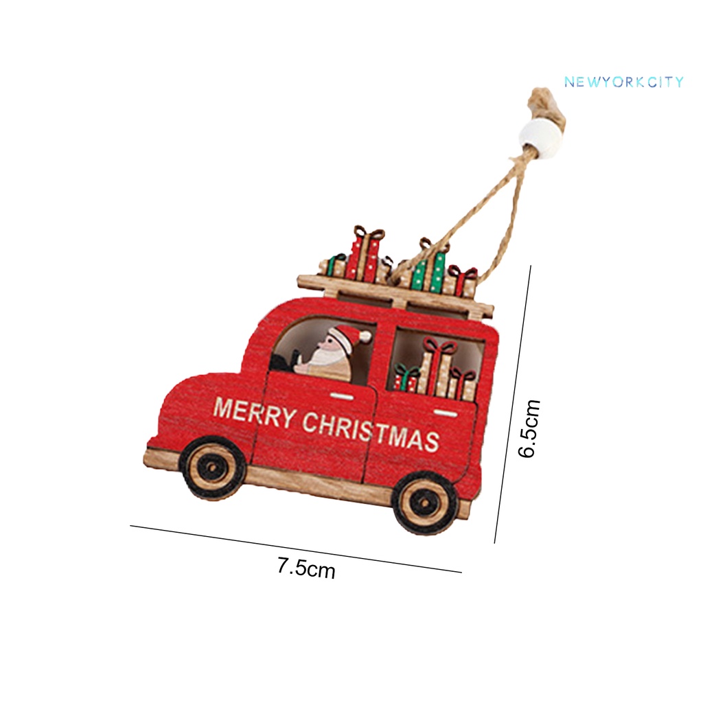 Set 9 Phụ Kiện Trang Trí Giáng Sinh Bằng Gỗ Hình Ông Già Noel Hoạt Hình Độc Đáo
