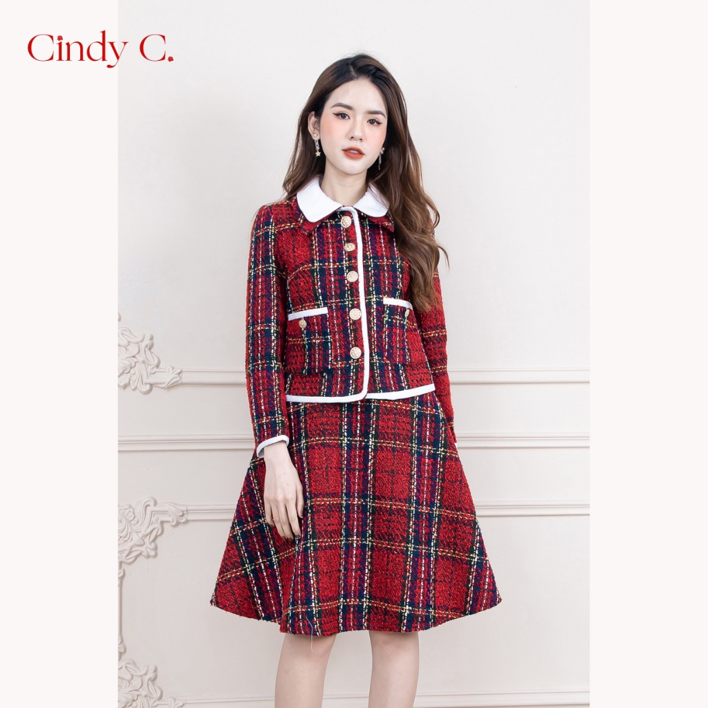 Set Áo khoác và chân váy Everly CINDY C chất liệu dạ Tweed phong cách công sở 928