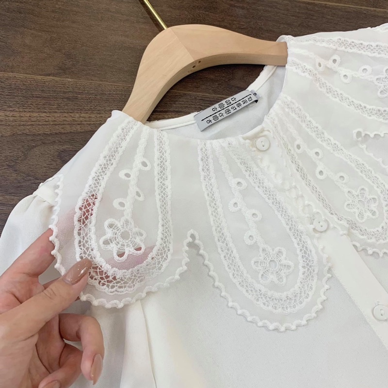 Áo sơ mi đũi cổ ren