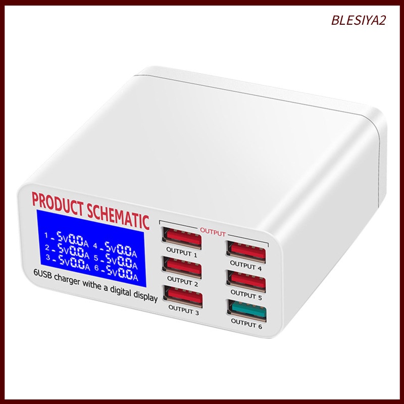 Multiple 6-Port USB Charger Phone Charger Adapter QC3.0 Fast Charger EU Plug