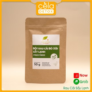Bột rau cải bó xôi nguyên chất Cela, đồ uống giàu vitamin, khoáng chất hỗ trợ thanh lọc làm đẹp da gói 50gr