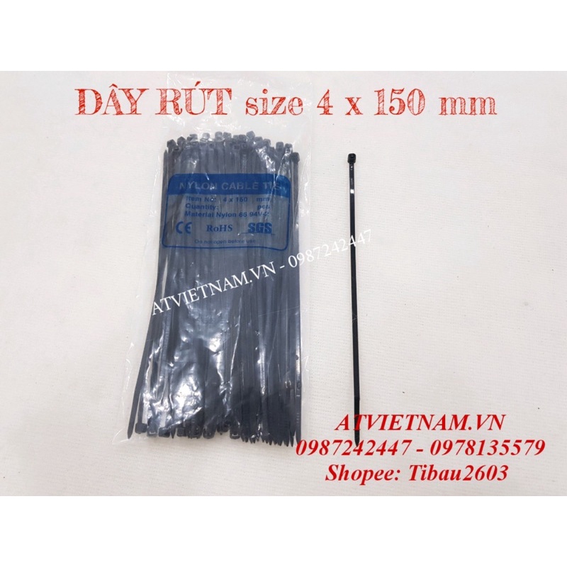 Dây rút màu đen 4x150mm