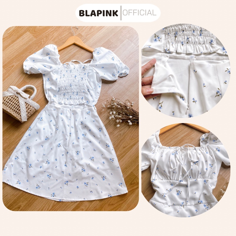 Váy Hoa Nhí Cổ Yếm Hở Lưng Chất Lụa Siêu Đẹp - JUHEE DRESS T235