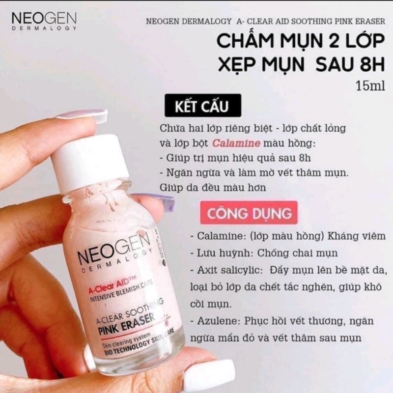 Dung Dịch Chấm Mụn Neogen Dermalogy A-Clear Soothing Pink Eraser 15ml Giảm Sưng Mụn
