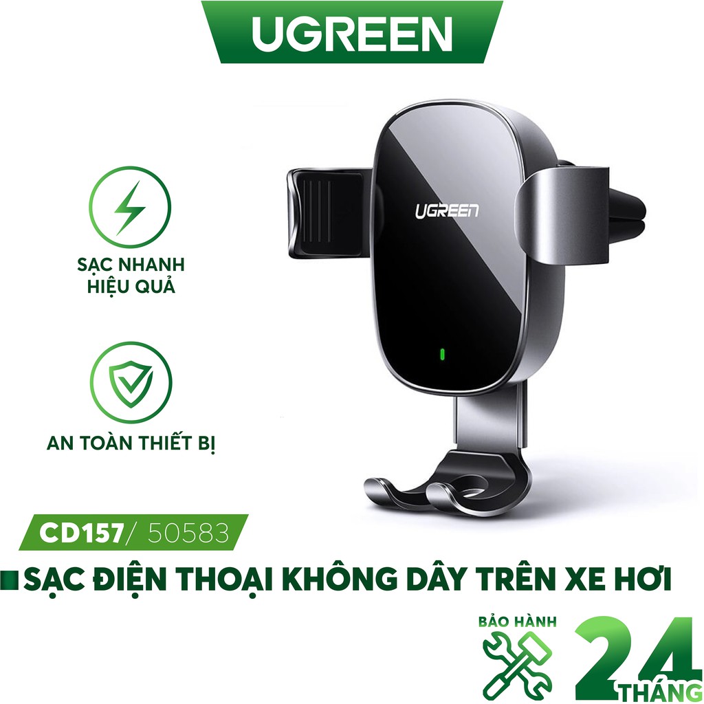 Sạc điện thoại không dây, cắm khe gió điều hòa trên xe hơi UGREEN CD157 50583 dùng cho màn hình từ 4.7-6.2 inch