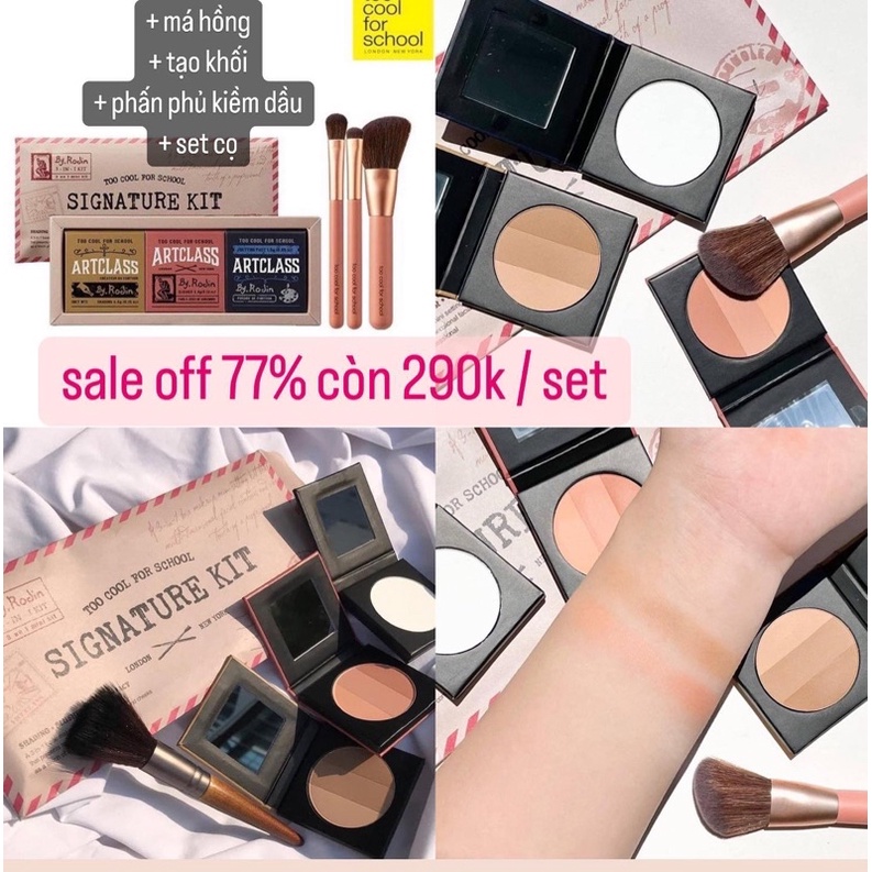 Set tạo khối + má hồng + phấn phủ Too Cool For School Signature Kit