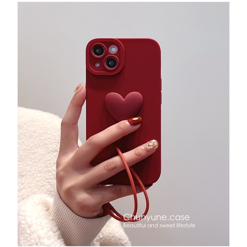 Ốp Điện Thoại Silicon Màu Đỏ Rượu Vang Bảo Vệ lens Gắn Dây Đeo iphone15 11 14 13 12 11 pro xsmax 14promax xr xs 7 8plus