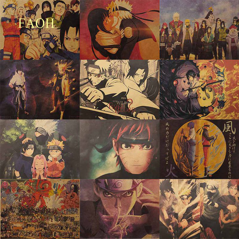 Poster trang trí dán tường họa tiết phim hoạt hình Naruto