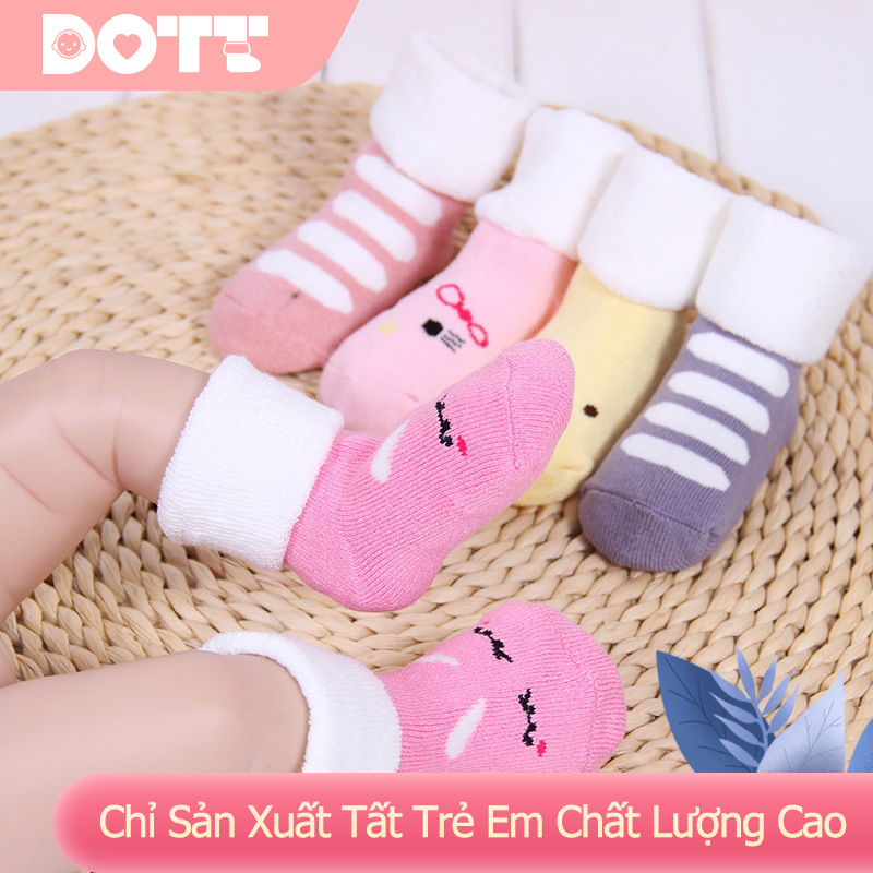 Vớ Cotton Dày Giữ Ấm Họa Tiết Sọc Ngang Cho Bé