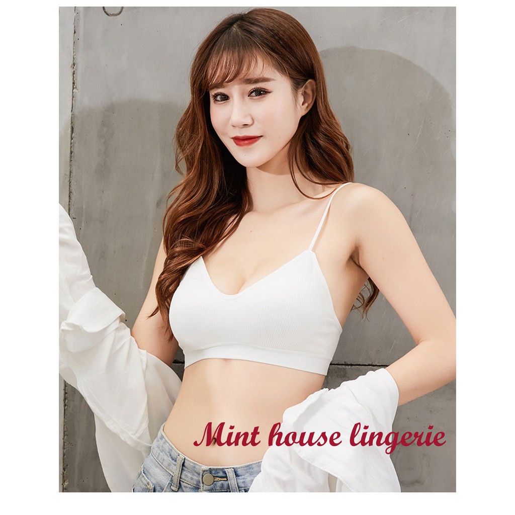 Bra thun tăm thoáng mát, áo ngực 2 dây tập gym, áo ngực thể thao | BigBuy360 - bigbuy360.vn