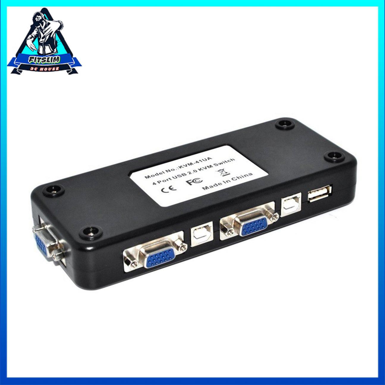 Di động USB 2.0 KVM 4 cổng SVGA Bàn phím VGA Chuột Hộp chia sẻ Màn hình