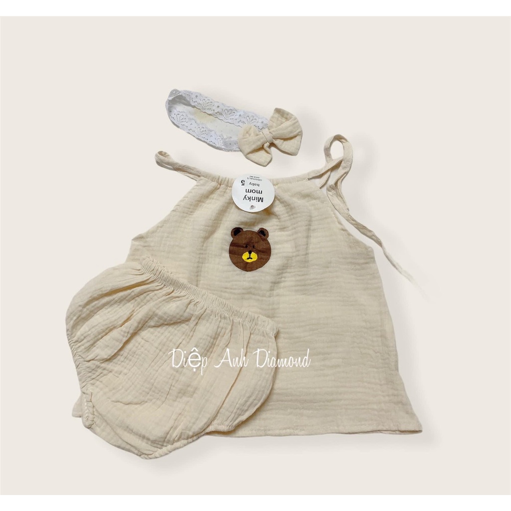 Set Bộ Áo 2 Dây + Quần Chất Xô Muslin Siêu Mềm Mát Cho Bé Trai Bé Gái Hot 2022