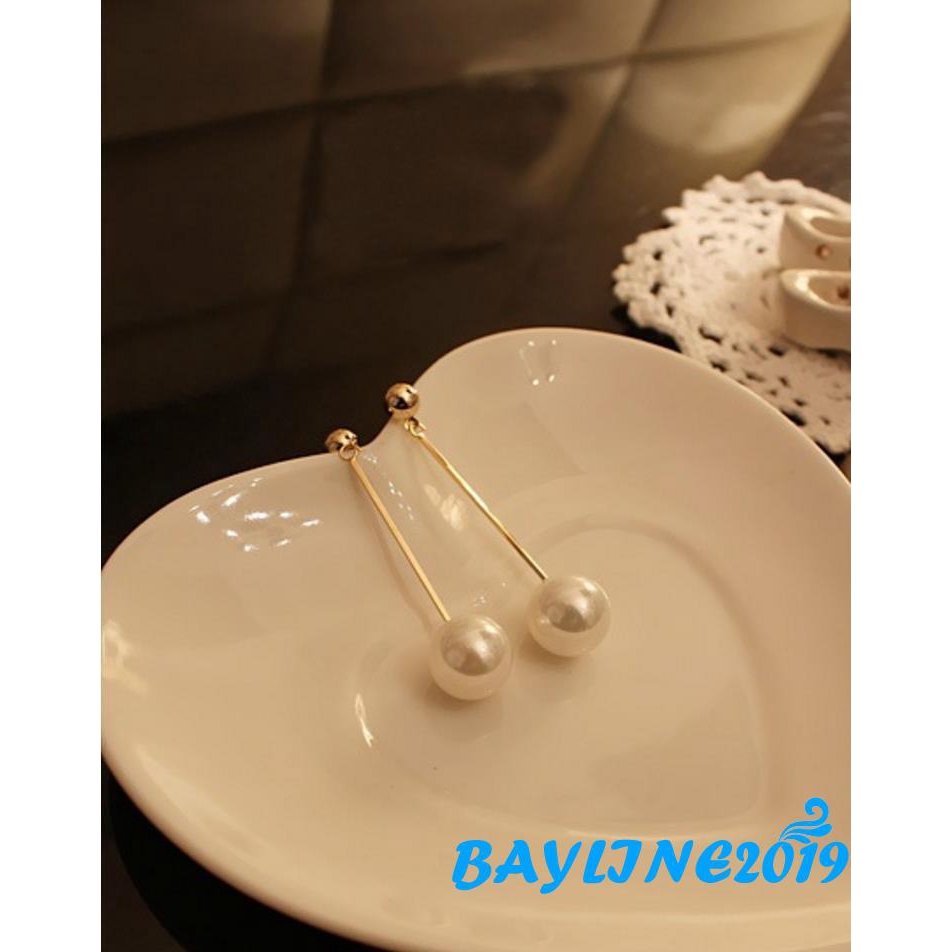 Khuyên tai dài đính hạt ngọc trai nhân tạo thời trang