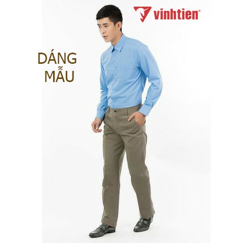 Quần kaki Trung Niên Vĩnh Tiến 100% Cotton Trơn Màu Kem Vàng