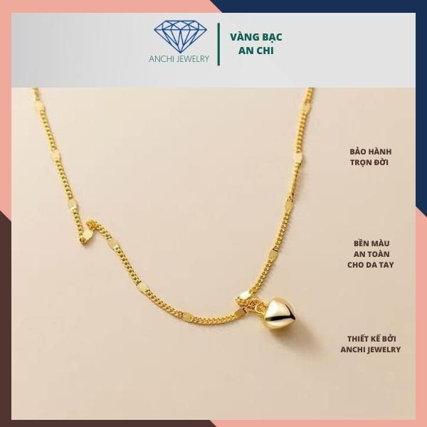 Dây chuyền mặt trái tim phồng, chuẩn bạc ta xi mạ vàng - Anchi jewelry
