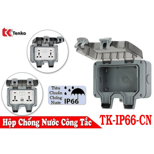 [Chính Hãng] Combo Mặt Hộp Chống Nước Ổ Cắm Điện Đôi Ngoài Trời TK-IP66-CN - Tenko.com.vn