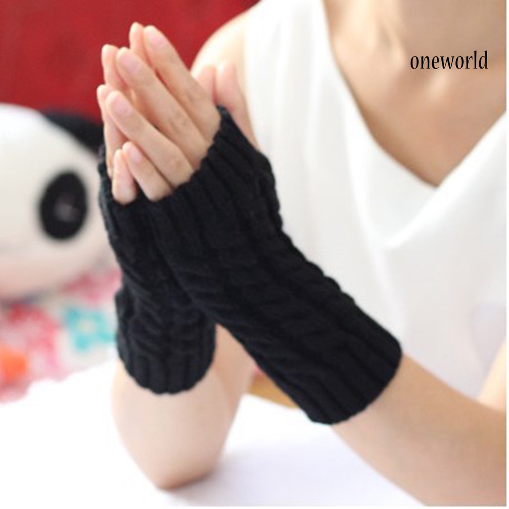 Găng Tay Len Hở Ngón Dày Dặn Giữ Ấm Mùa Đông Cho Nam Nữ