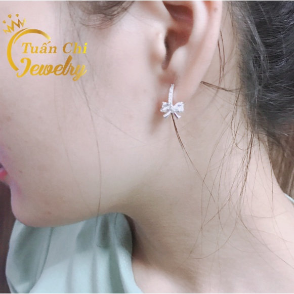 Khuyên Tai Bạc [ẢNH THẬT] Bông Tai Nữ Kiểu Dáng Nơ Tiểu Thư, Thanh Lịch, Bạc Ta Cao Cấp