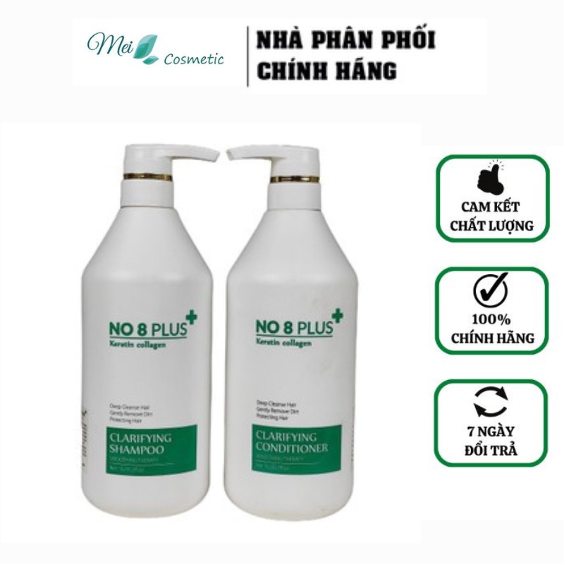 Bộ Dầu Gội Xả No8 Plus Keratin Collagen Phục Hồi Tóc,Kích Thích Mọc Tóc, Suôn Mềm Mượt Tóc 1000ml X 2