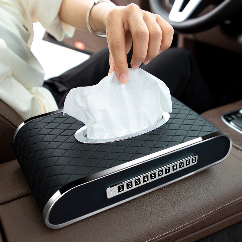 Hộp Khăn Giấy Da Cao Cấp Để Taplo Xe Ô Tô Xe Hơi Kích Thước 24x14x5 cm