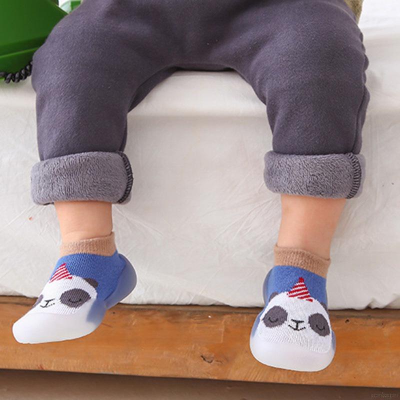 Giày Vớ Cao Su Đế Mềm Chống Trượt Thoáng Khí In Họa Tiết Hoạt Hình Cho Bé Tập Đi Walkers