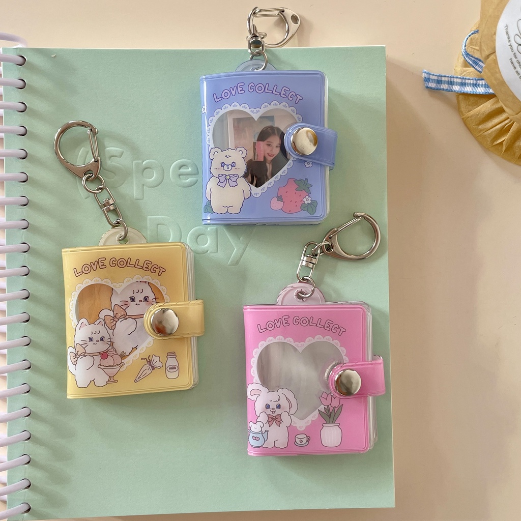 Album Ảnh Kích Thước 1 Inch Dạng Móc Khóa Hình Hoa Tulip / Thỏ Xinh Xắn