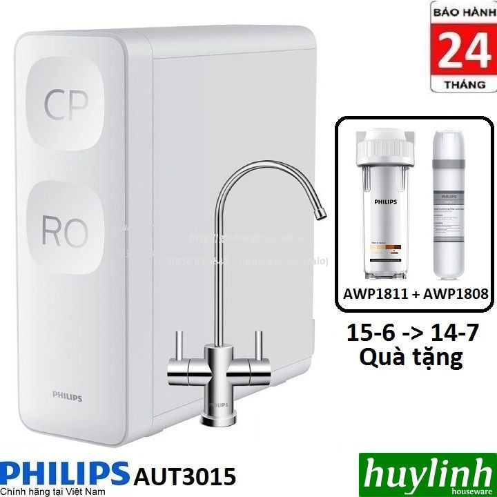 Máy lọc nước RO Philips AUT3015 - Tặng Philips AWP1811 + AWP1808 - Dưới bồn rửa [Chính hãng]