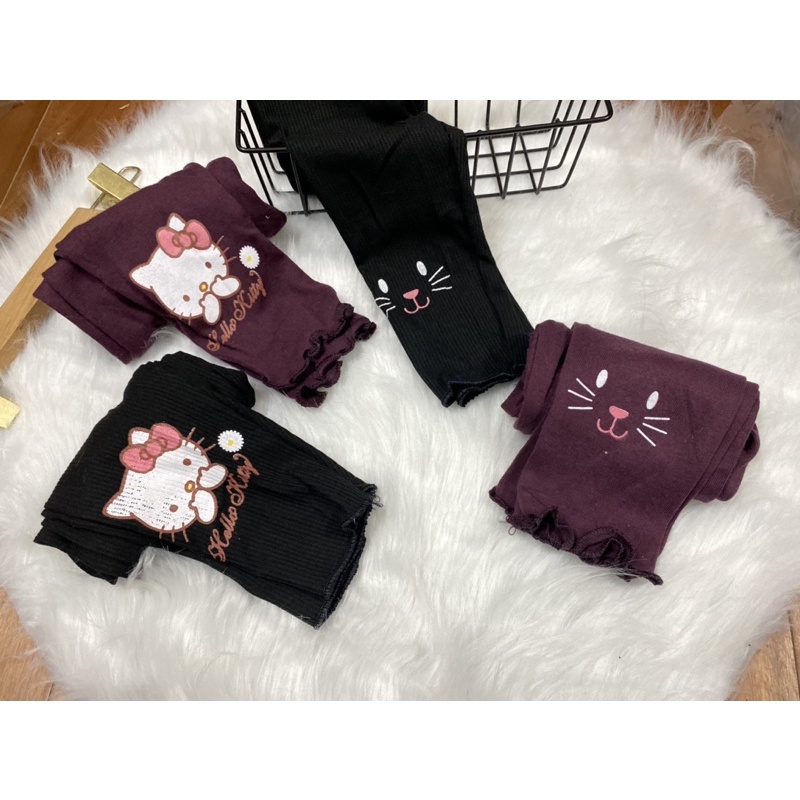 Quần legging mèo cotton thun cho bé gái từ 8-20kg