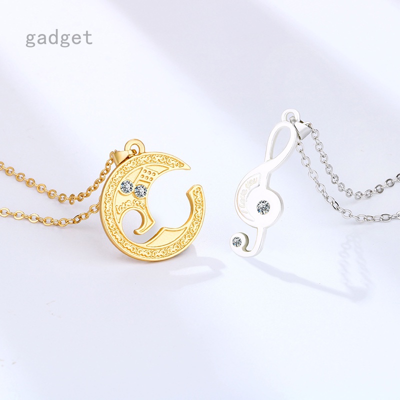 Set 2 Vòng cổ mặt nốt nhạc và mặt trăng thời trang cho cặp đôi