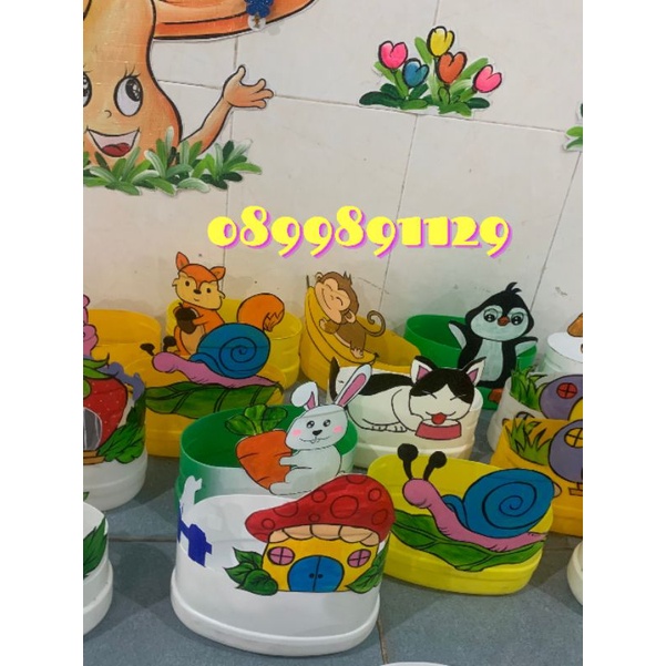 Đồ dùng, chậu trồng hoa mẫu con vật tái chế từ can nhựa, chai nhựa