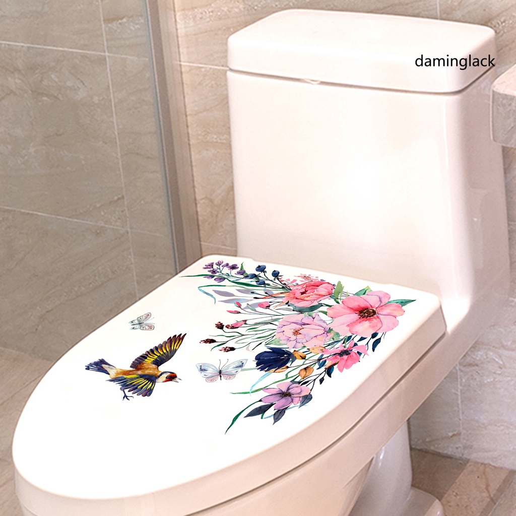 Hàng Mới Về Mới 1 Bộ Nhãn Dán Toilet Bằng PVC Tự Dính Họa Tiết Hoa Tinh Tế Sử Dụng Hàng Ngày