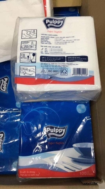 GIẤY VUÔNG PULPPY | Giấy 🧻 ăn pulppy .Giấy Vuông Emos (Giấy Ăn) 330mm x 330mm 100 tờ