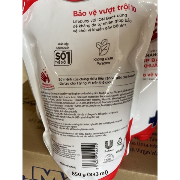 Túi Sữa tắm Lifebuoy bảo vệ vượt trội10