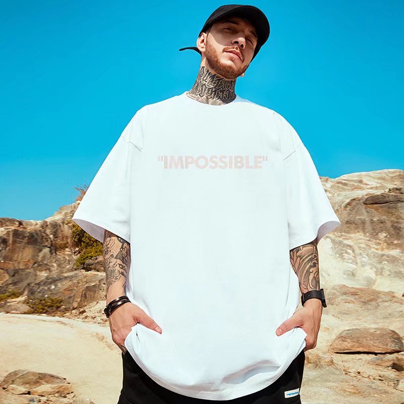 Áo Thun Tay Ngắn Cổ Tròn Dáng Rộng In Chữ Thời Trang Mùa Hè Cho Nam Size M-8XL