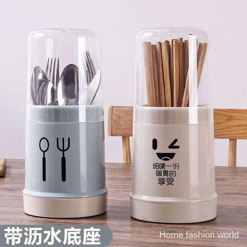Ống đựng muỗng đũa nĩa có nắp đậy và lỗ thoát nước chống bụi bẩn dành cho bàn ăn