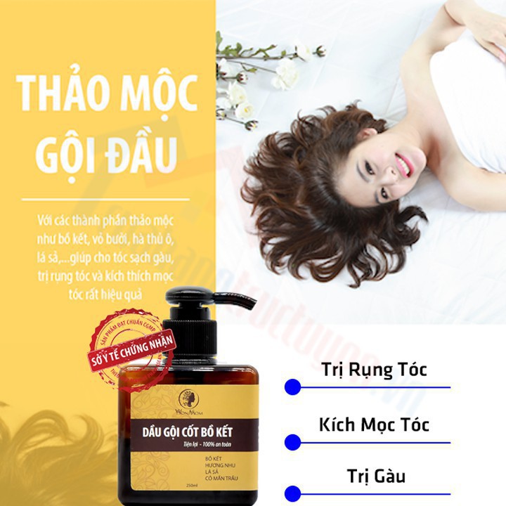 Dầu Gội Cốt Bồ Kết Trị Gàu Và Trị Rụng Tóc 250ML | Sạch Gàu | Khỏe Da Đầu | Kích Thích Mọc Tóc - Wonmom