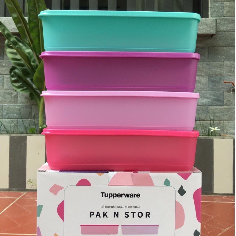 Bộ hộp trữ mát Tupperware Pak n Stor (4 hộp) - Hàng chính hãng - Bảo hành trọn đời - Nhựa nguyên sinh, an toàn sức khỏe