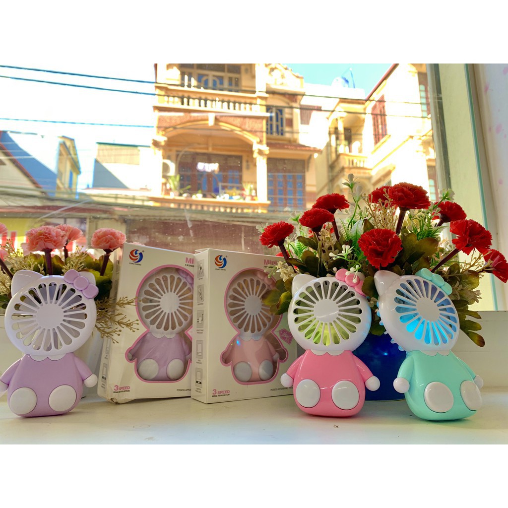 Quạt Cầm Tay Mini Có Đế Để Bàn- Quạt Mini cầm Tay Tích Điện 3 Chế Độ Gió- Mã 15