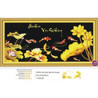 Tranh đính đá kim cương đa sắc ABC GIA HOÀ VẠN SỰ HƯNG DF031 chưa đính