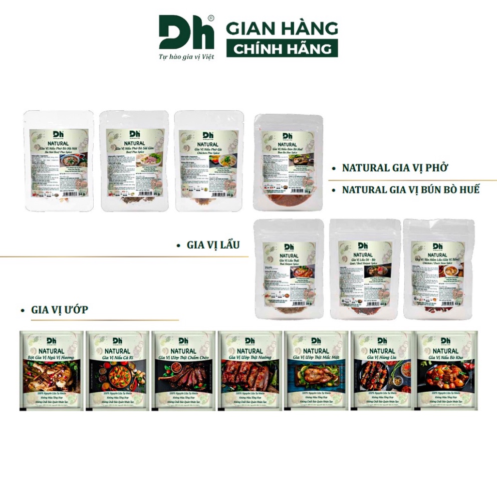 Gia vị ướp thịt chẩm chéo Natural DH Foods nêm sẵn thành phần tự nhiên gói 10gr