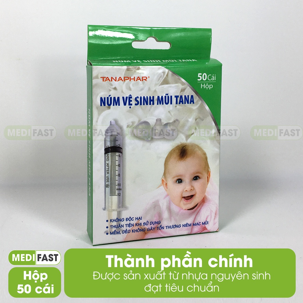 Hộp 50 núm Vệ sinh mũi cho trẻ Silicon Tana - An toàn - Không gây đau cho bé dùng được cho người lớn