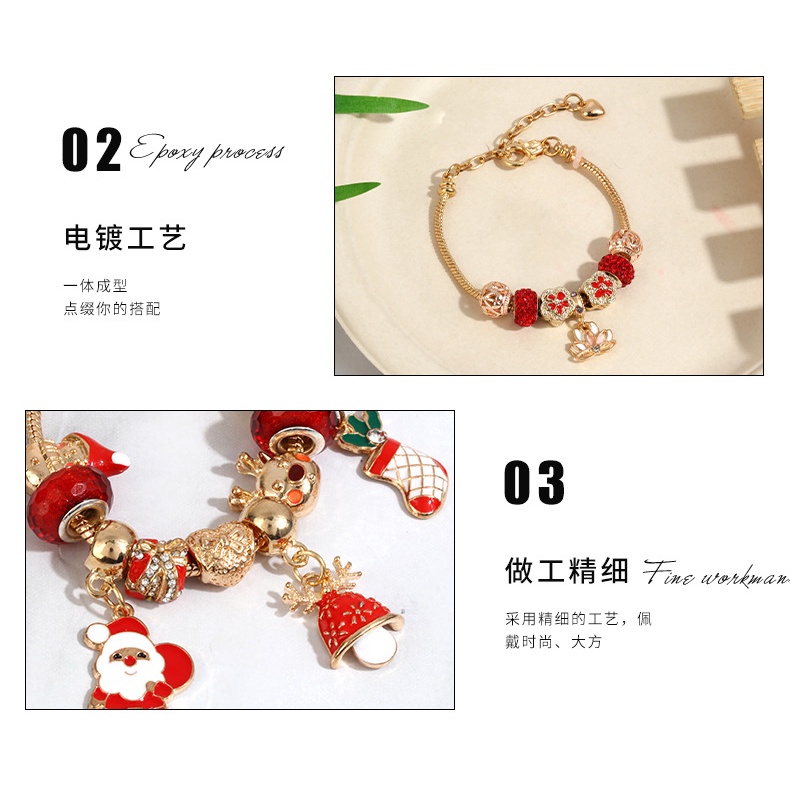 Vòng đeo tay bằng hợp kim họa tiết giáng sinh thời trang