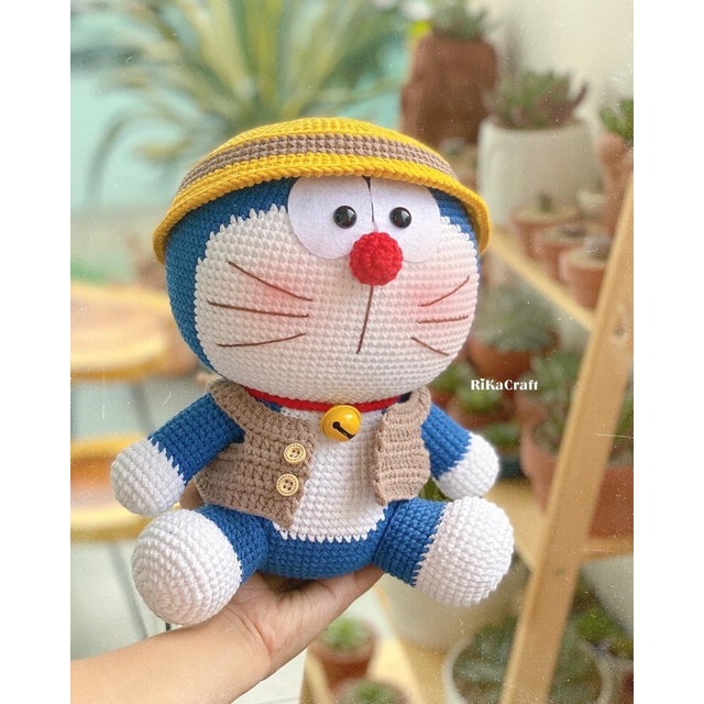 Mèo Ú Doraemon Nhồi Bông Bằng Len Dễ Thương Làm Quà Tặng - Thú Bông Handmade Đan Móc Thủ Công Bằng Tay