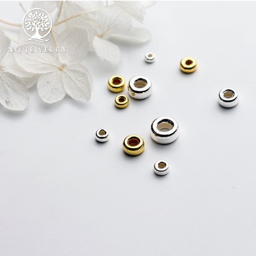 Charm bi bạc hạt dẹp - hạt cườm bạc - NQ Jewelry