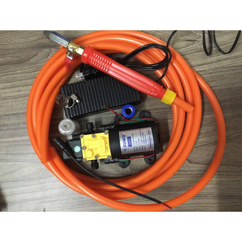 Bộ máy rửa xe mini 12V công suất 5L - bộ máy bơm mini 12v sumo