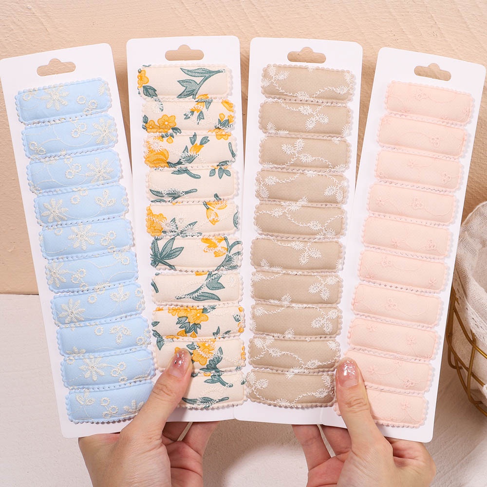 Set 10 kẹp tóc KIDSBOWS kim loại họa tiết thêu thời trang cho bé gái