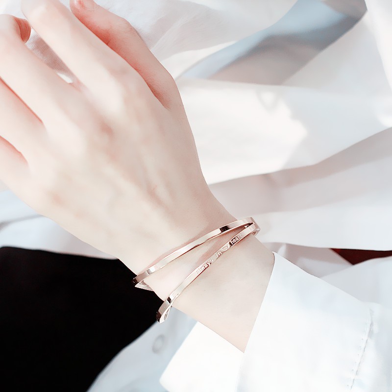 Korean version of creative double layer design titanium steel bracelet B702